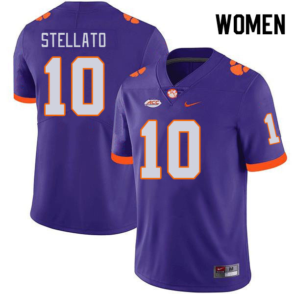 Women's Clemson Tigers Troy Stellato #10 College Purple NCAA Authentic Football Stitched Jersey 23BU30OZ